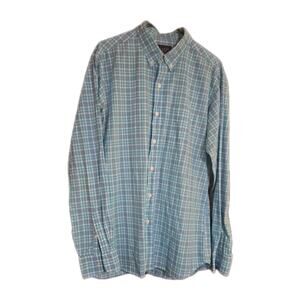 Collared Greens American Made Shirt XL Blue Button Down Plaid Long Sleeve USA